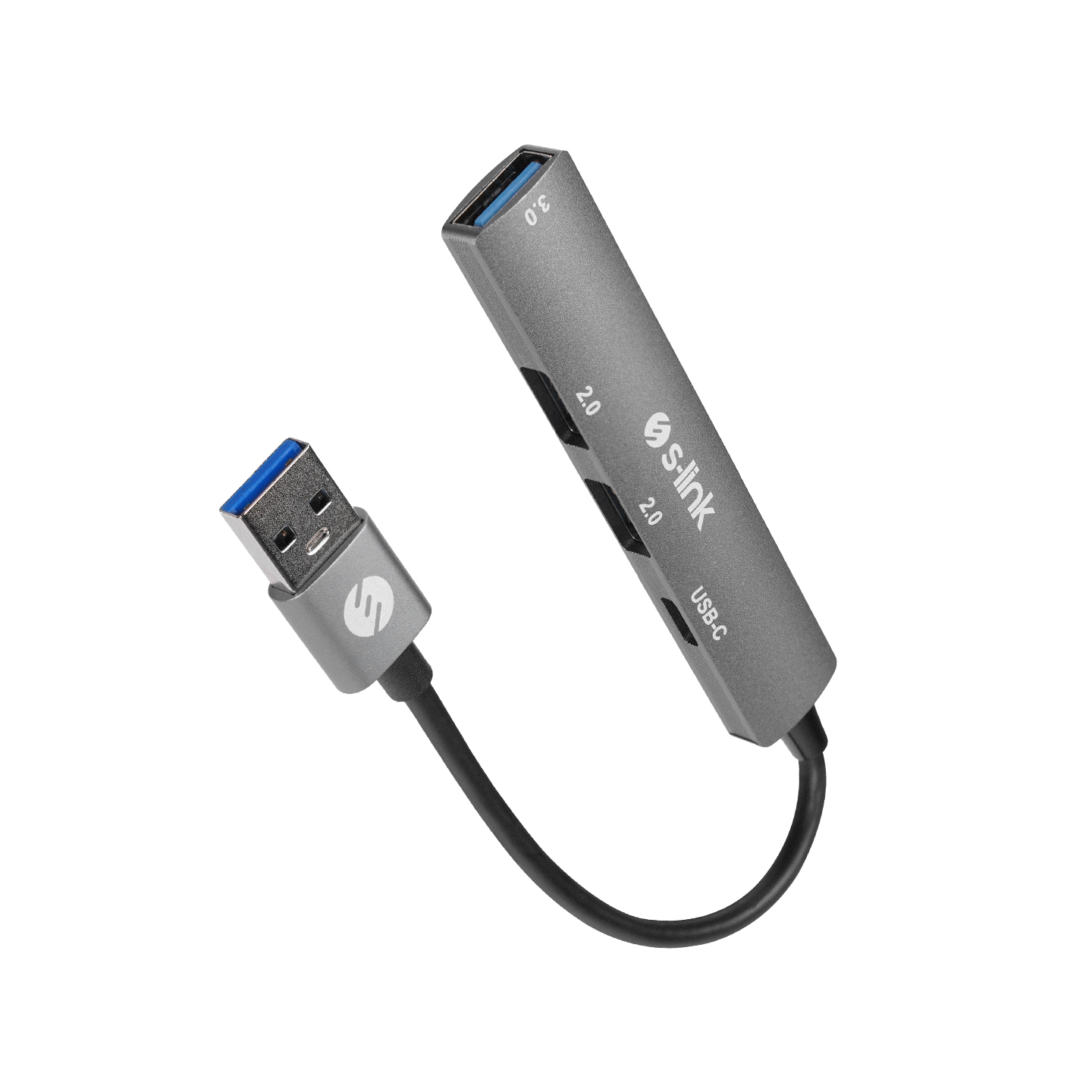 Hub USB-C 4 In 1 Con Porta USB 3.0 E 2 USB 2.0 – Lega Di Alluminio, 5 Gbps, Compatto Per Laptop E PC