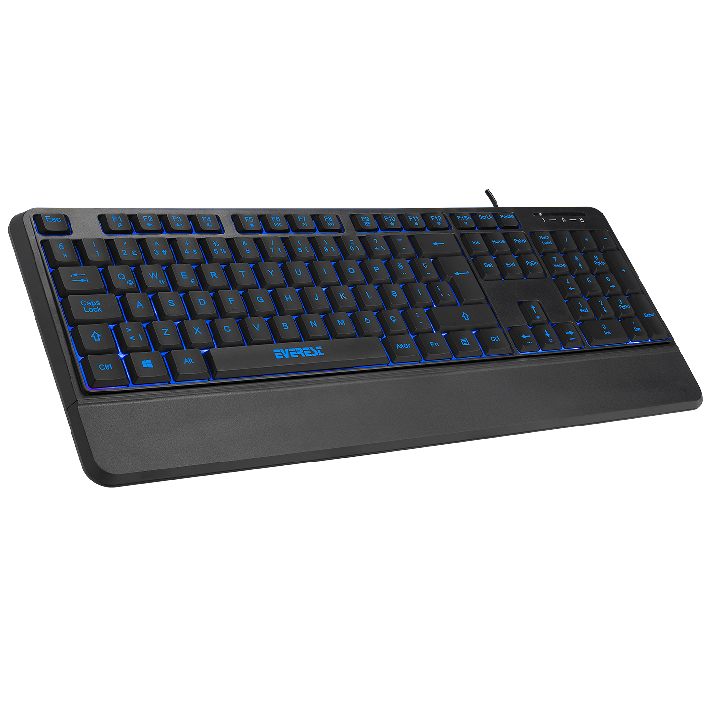 Everest KB-R61 BRIGHT Black USB 3 Color Backlit Q Hard Wrist Backlit Multimedia Keyboard