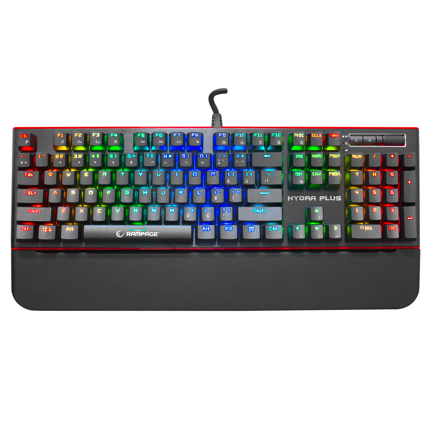 Rampage HYDRA R6 PLUS Full RGB Usb + Audio Portlu Aluminyum Kaplama Mavi Switch Gaming Mekanik Klavye