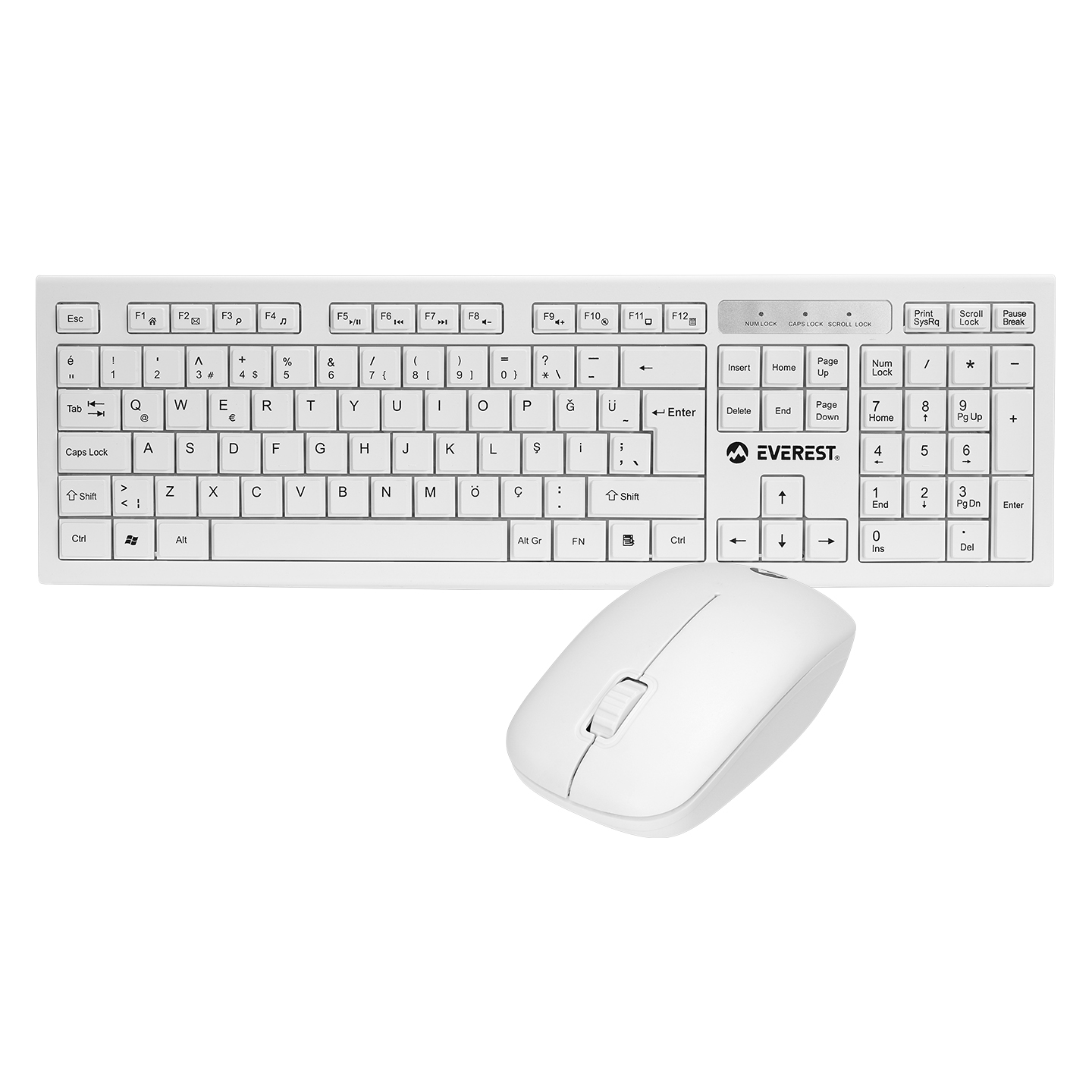 Everest KM-6121 White Wireless Q Slim Keyboard + Mouse Set