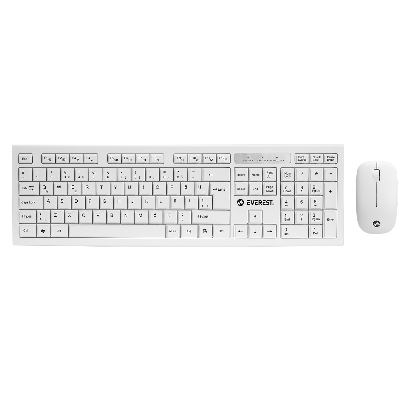 Everest KM-6121 White Wireless Q Slim Keyboard + Mouse Set