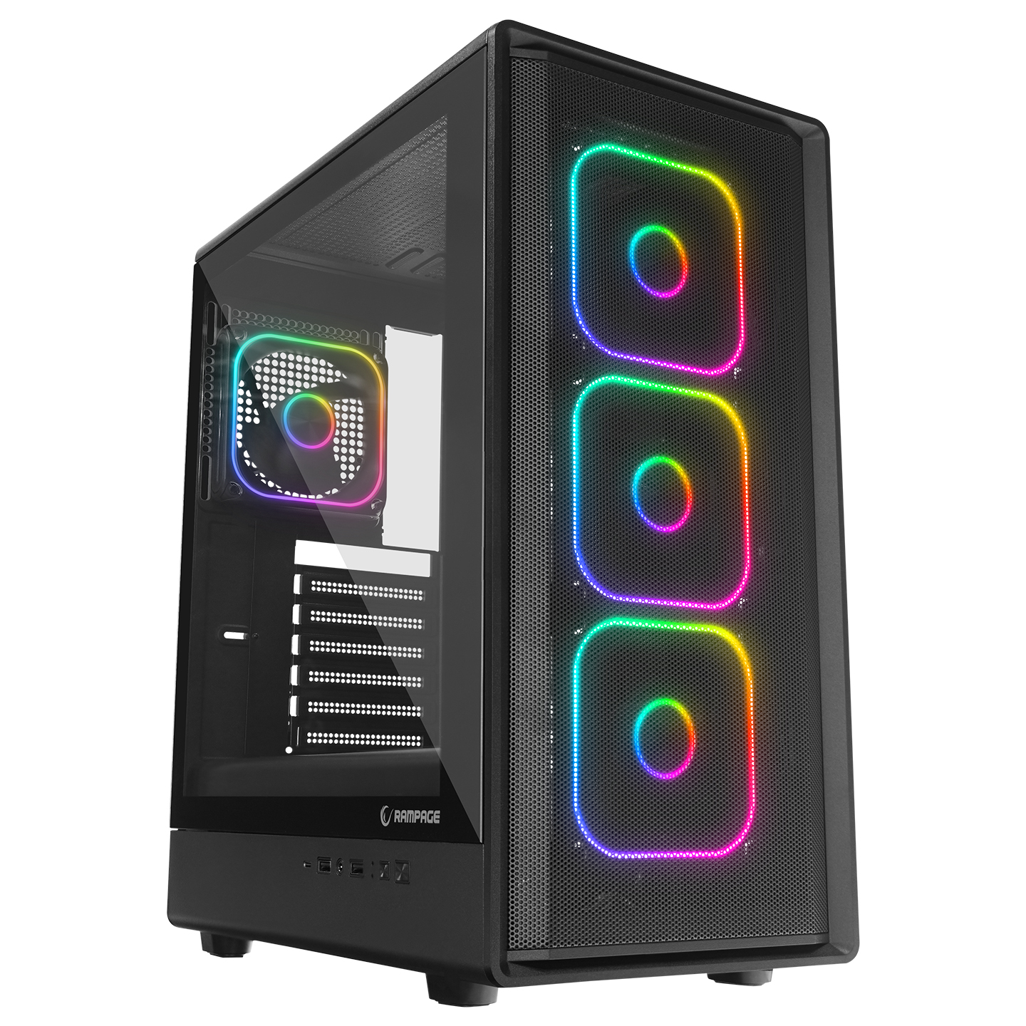 Rampage METEOR 650W 80 Plus Standart 4*RGB Fan 1*Usb3.1 + 2*Usb2.0 Siyah Oyuncu Kasası