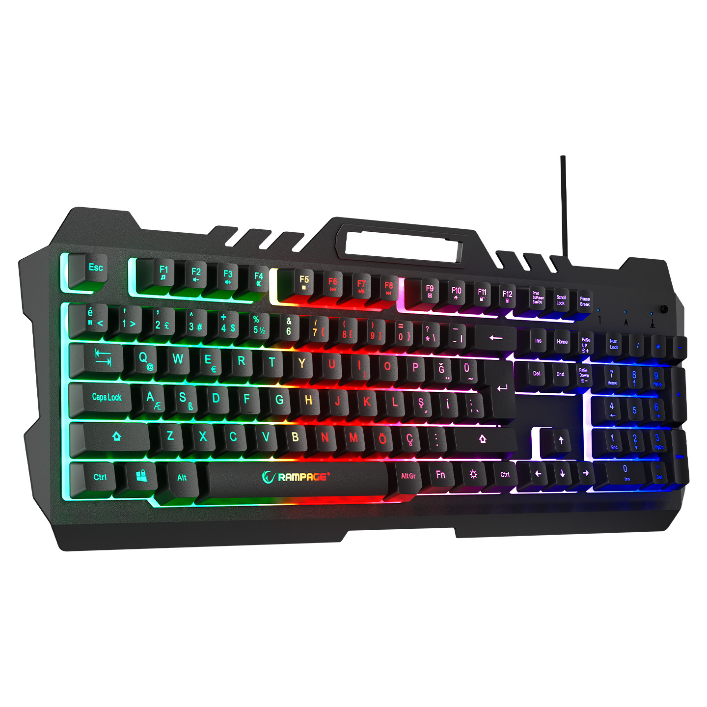 Rampage KB-R57 X-JAMMER Rainbow Illuminated USB Gaming Gaming Keyboard+Metal Top cover+19 keys Anti-Ghosting