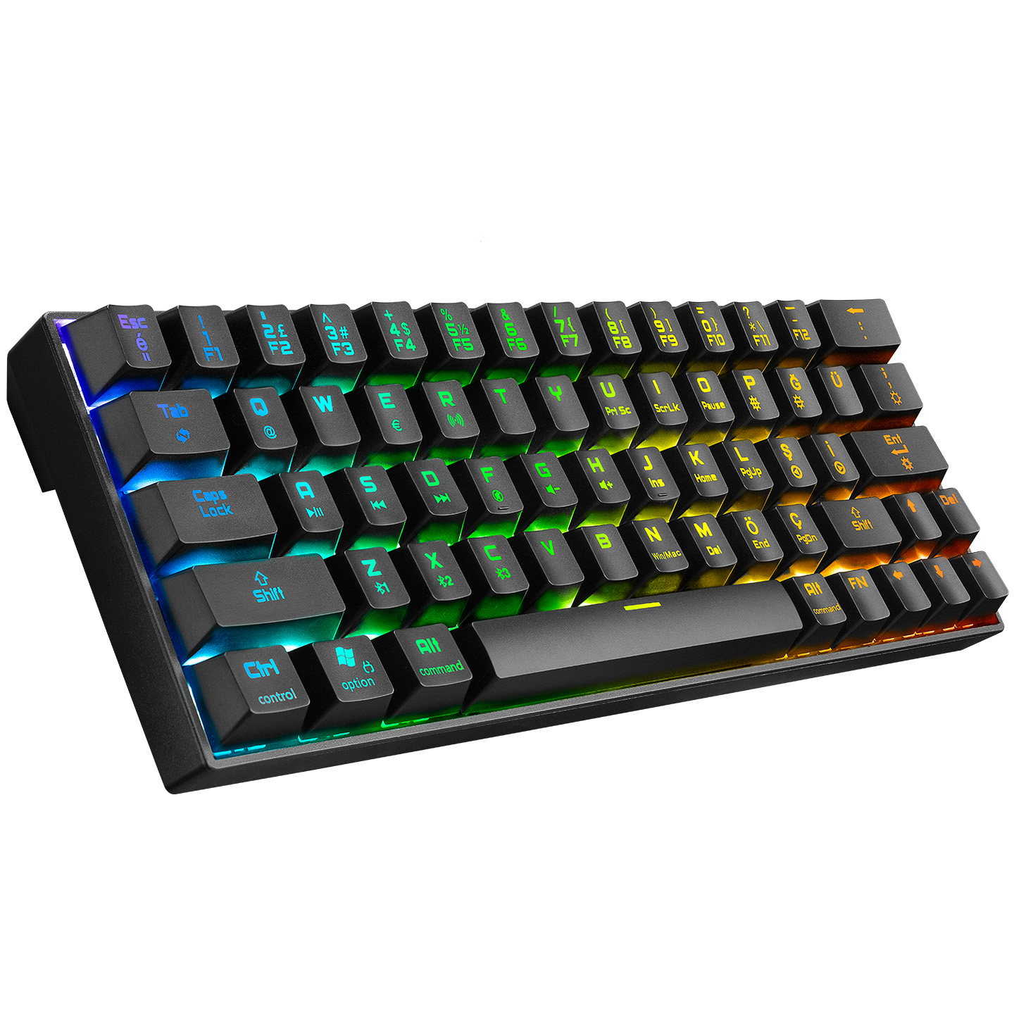 Rampage KB-RX63 B-ATOM Siyah Bluetooth RGB Backlight Blue Switch Mekanik Q 63 Tuşlu Mini Gaming Oyuncu Klavyesi