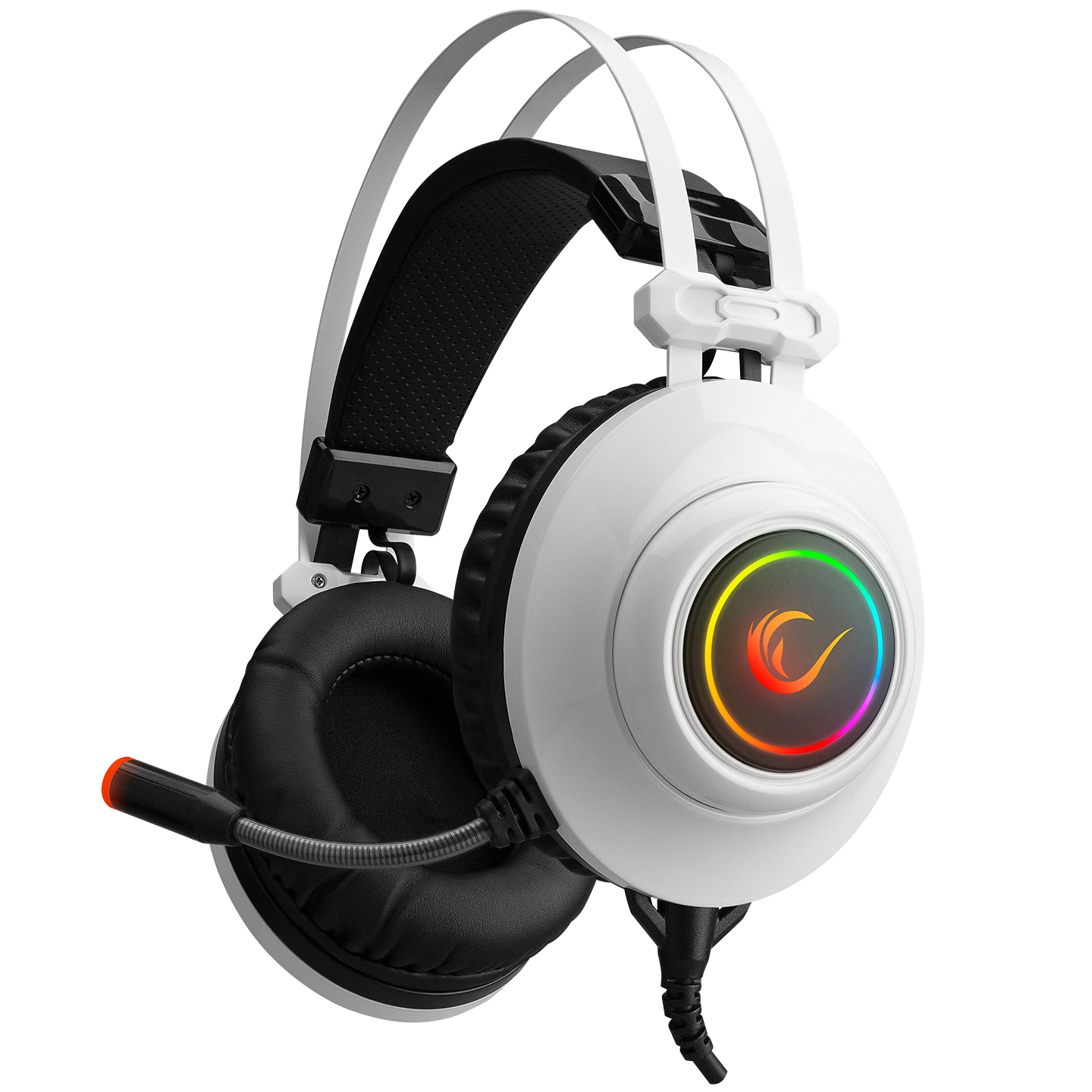 Rampage RM-K1 PULSAR White Usb 7.1 Surround+Vibration RGB Light Effect Gaming Headset with long flexible Microphone