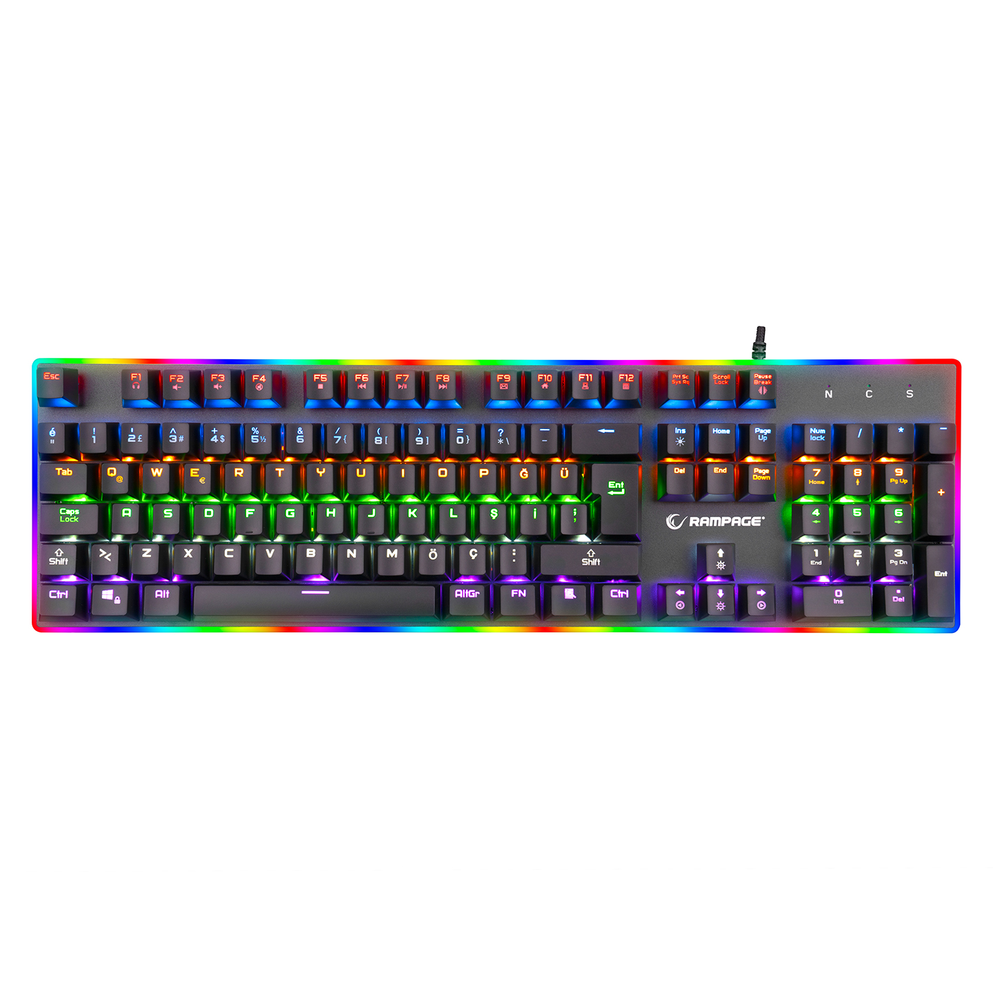Rampage BYGAME-K1 RGB Led Frame Rainbow Mekanik Red Switch Gaming Oyuncu Klavyesi