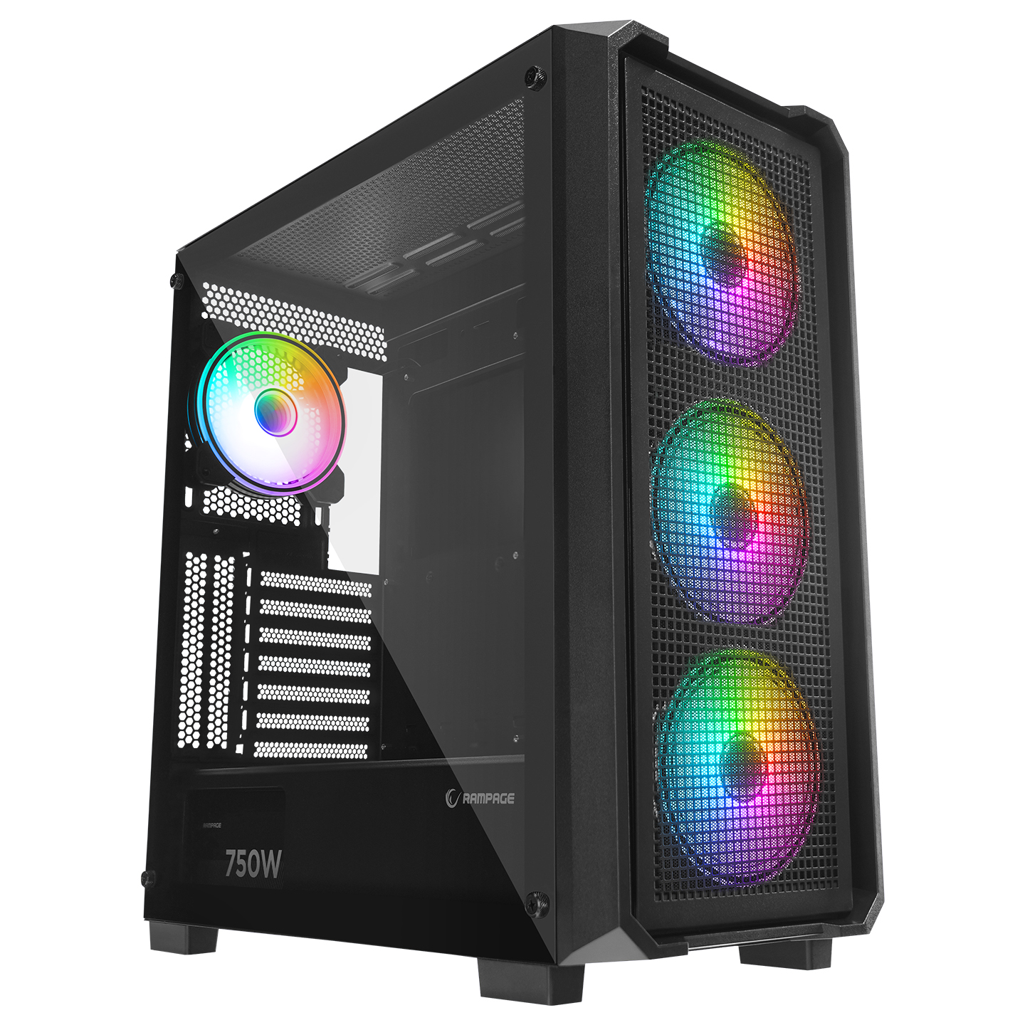 Rampage X-CHAIN Temper Camlı 750W 80 Plus Bronze 4 Adet RGB Fanlı Gaming Oyuncu Kasası