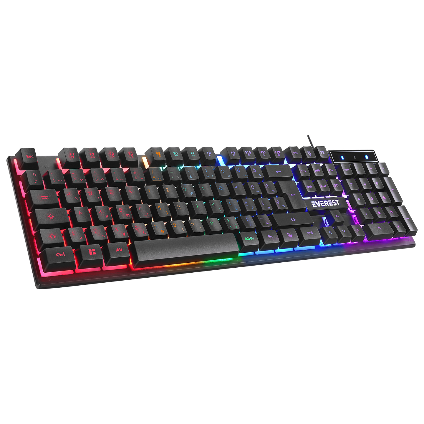 Everest KB-188 Borealis Siyah USB Gökkuşağı Aydınlatmalı Hungarian Layout Gaming Oyuncu Klavyesi