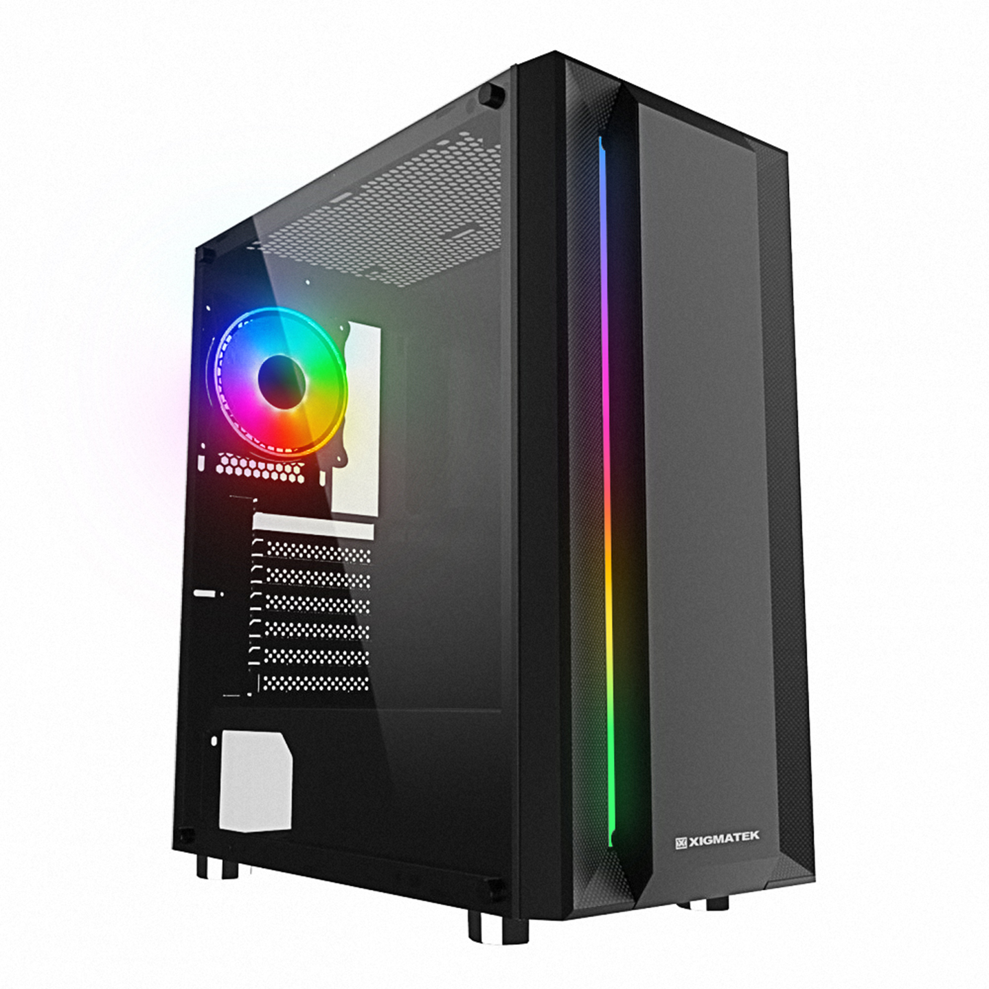 Xigmatek EN49974 HELIOS 550W Temper Camlı 1*12cm Rainbow Led Şeritli Mid-T Gaming Oyuncu Kasası