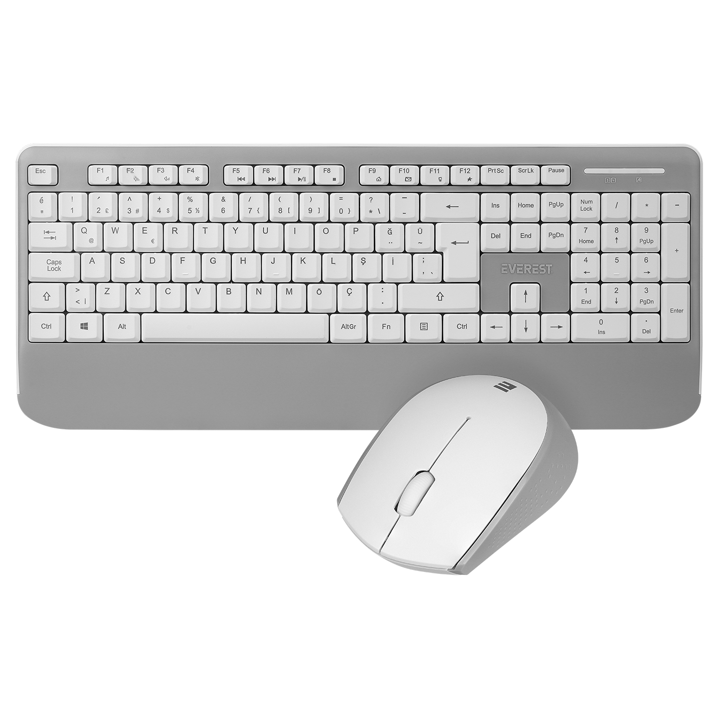 Everest KM-6176 OFFICAL Beyaz/Gri Kablosuz Combo Q Multimedia Klavye + Mouse Set