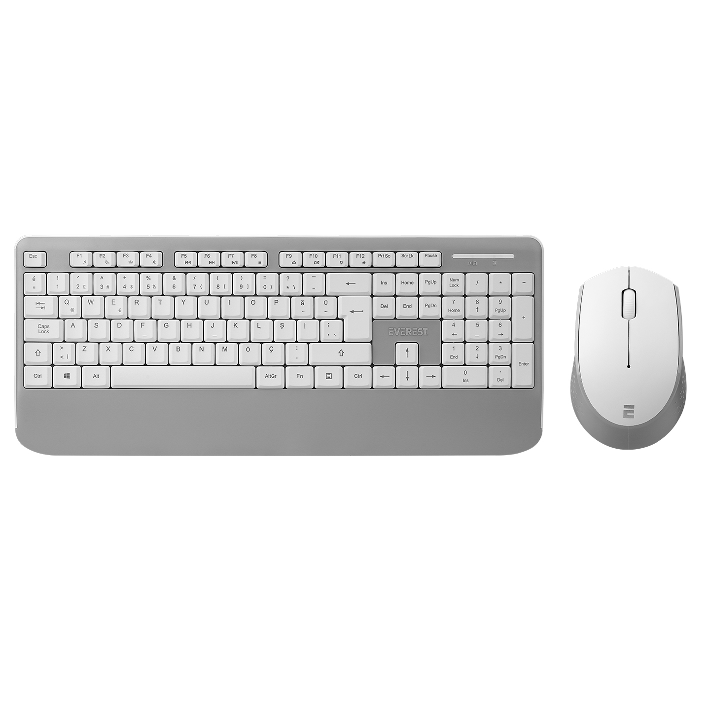 Everest KM-6176 OFFICAL Beyaz/Gri Kablosuz Combo Q Multimedia Klavye + Mouse Set