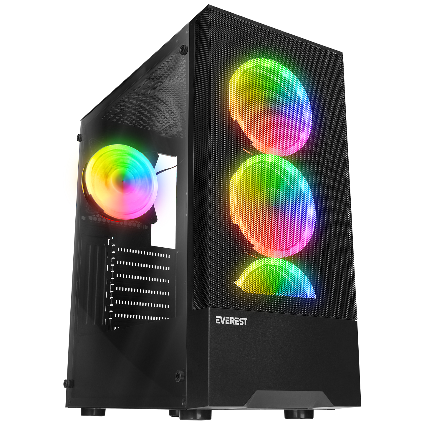 Everest DUSK PEAK 600W Temperli Camlı 4*12cm RGB Fan Mid-Tower Gaming Oyuncu Kasası