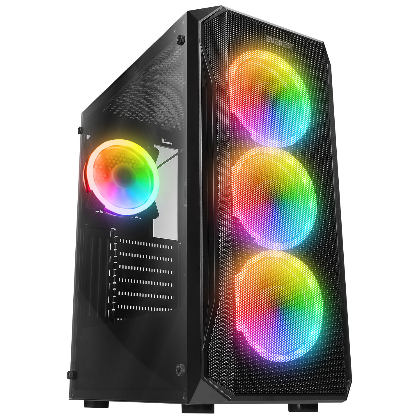 Everest X-RACER PEAK 600W Temperli Camlı 4*12cm RGB Fan Mid-Tower Gaming Oyuncu Kasası