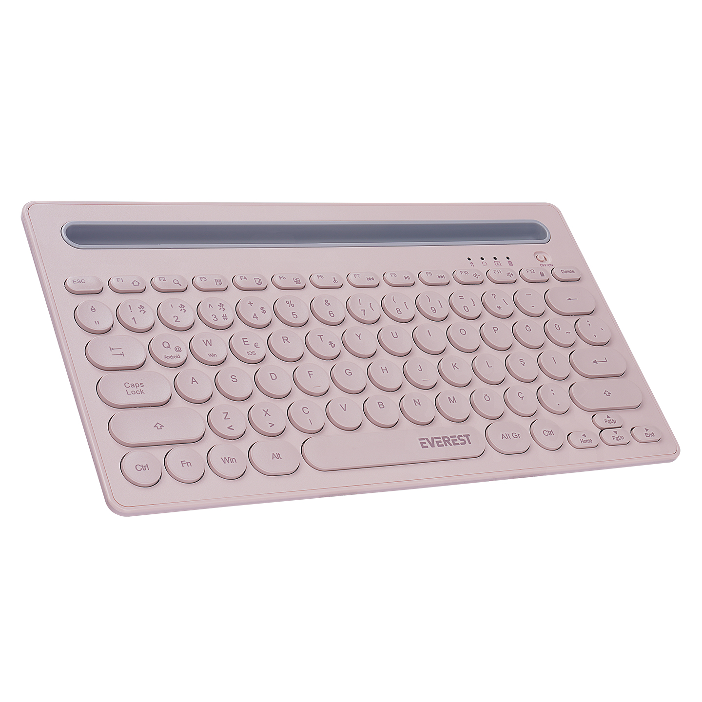 Everest KB-BT84 Pembe/Gri Bluetooth Ultra İnce+Şarjlı Q Mac/Win/Android/Ios Uyumlu Kablosuz klavye