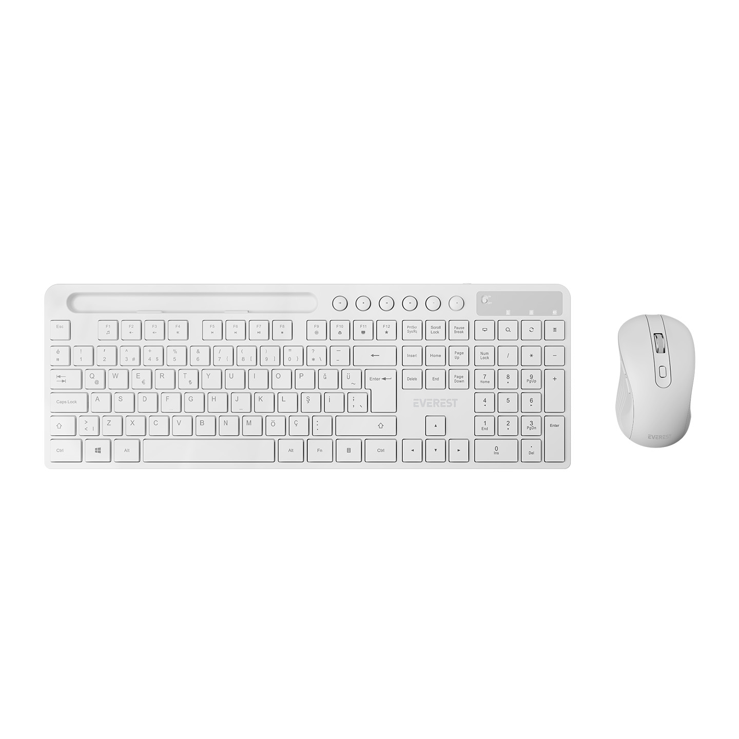 Everest KM-730 Beyaz Kablosuz Q Multimedia Klavye + Mouse Set