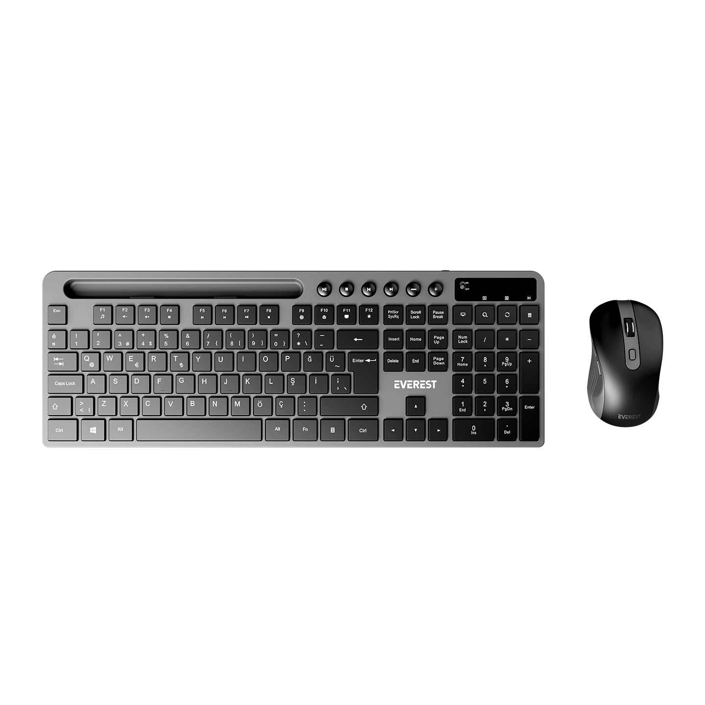 Everest KM-730 Gri/Siyah Kablosuz Q Multimedia Klavye + Mouse Set