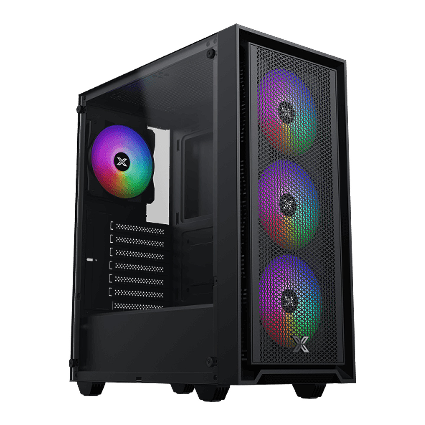 Xigmatek EN46452 Sky II Siyah ODIN II 650W 4*12cm RGB Fan Mesh Panel Tempered Camlı Mid-T Gaming Oyuncu Kasası