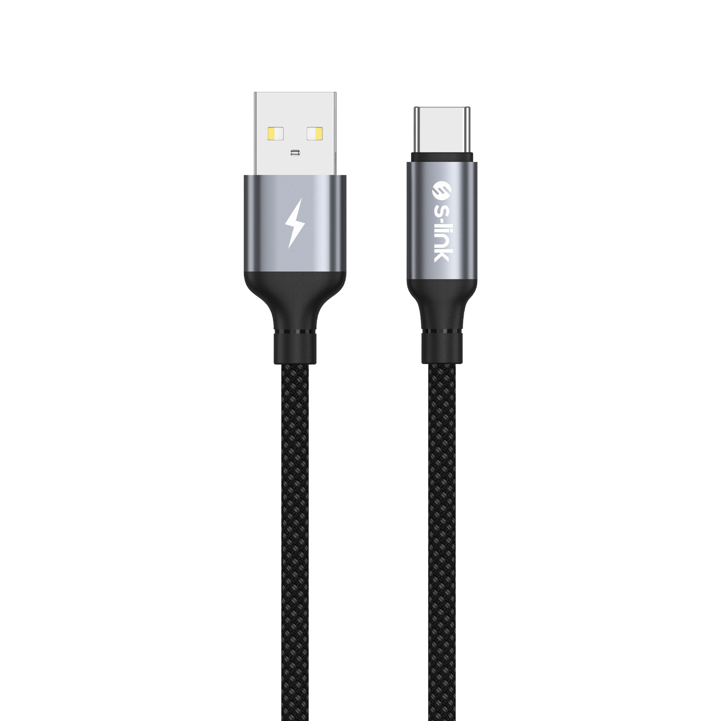 S-link Armor UC-01 12W 1.2m USB to Type-C PD Örgülü Metal Başlıklı Siyah Hızlı Şarj Kablosu