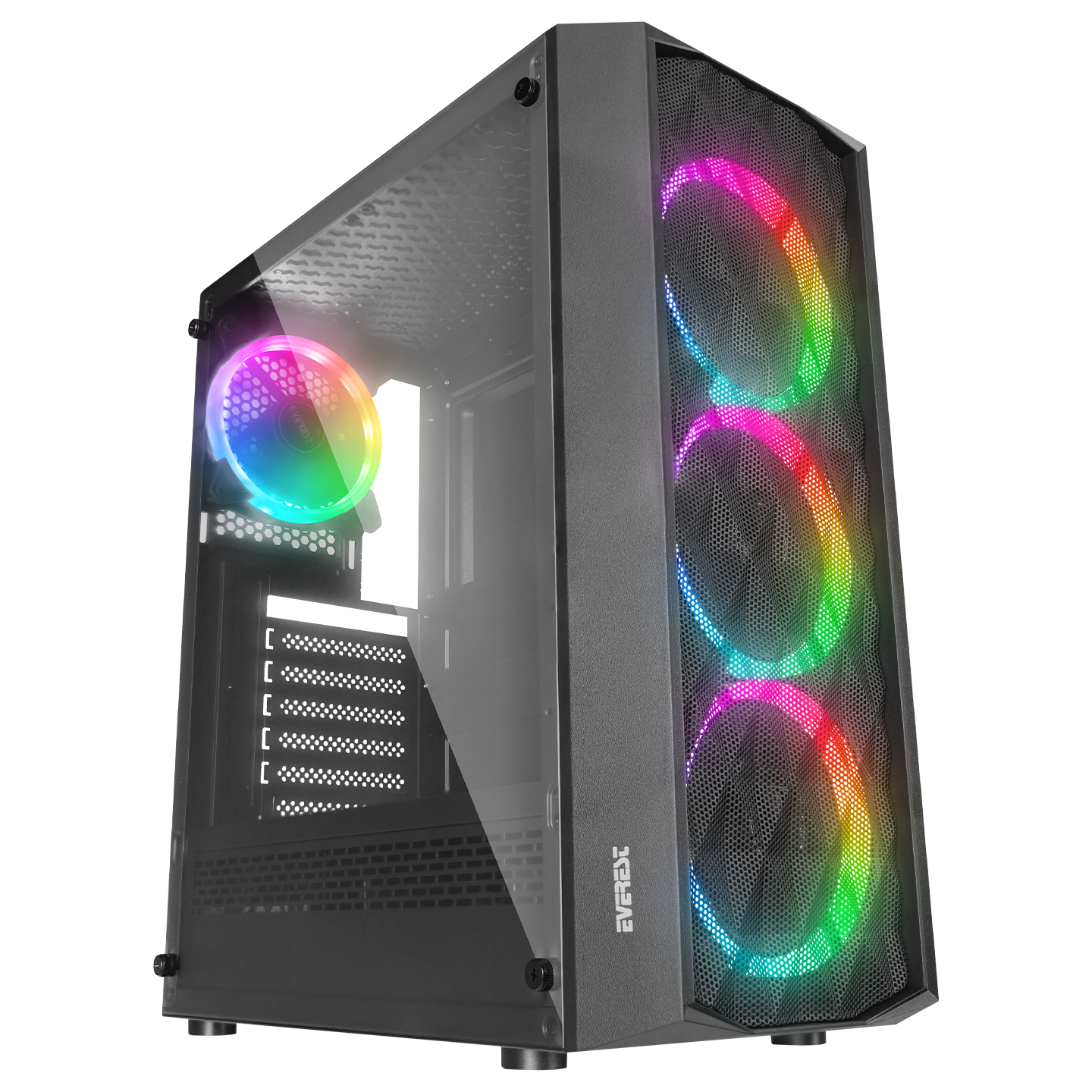 Everest BUMPY 4*12cm RGB Fan 600W APFC Tempered Camlı ATX Mid-T Gaming Oyuncu Kasası