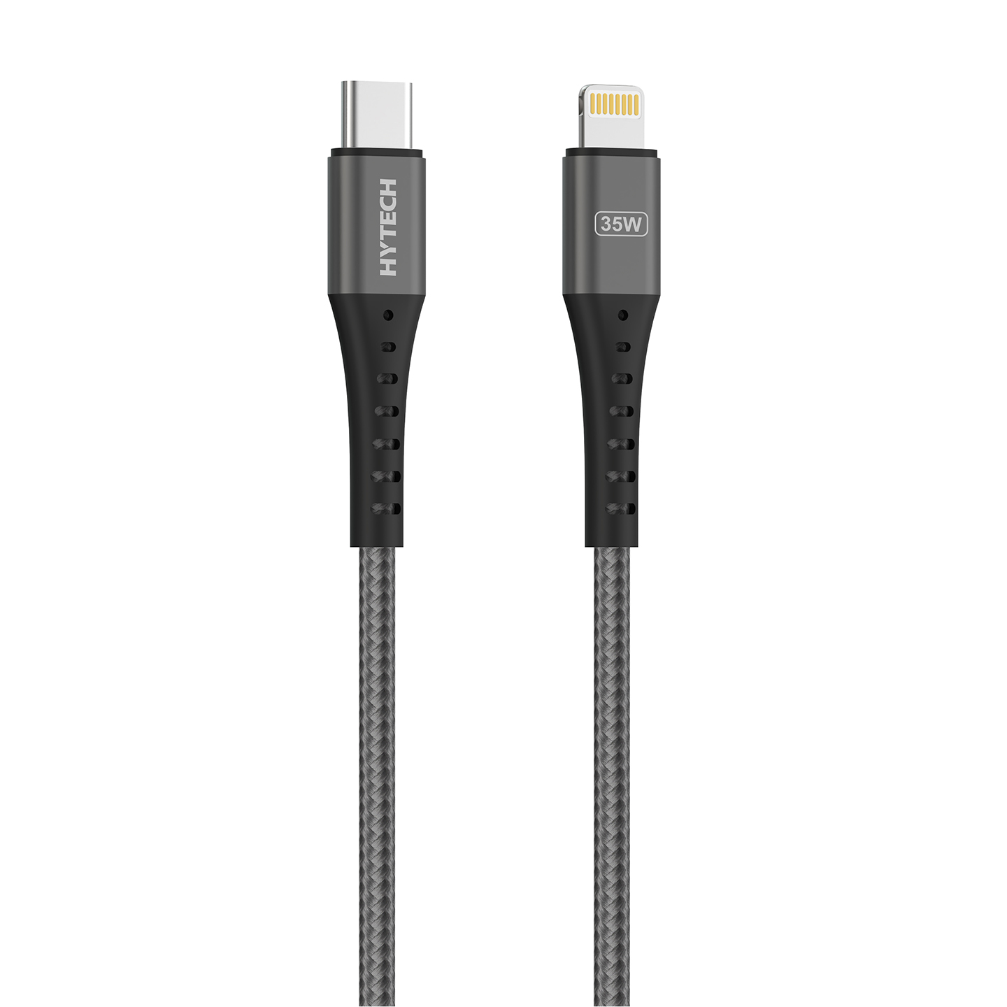 Hytech HY-X807 35W 2m Type-C to Lightning PD QuickCharge Örgülü Koyu Gri Hızlı Şarj Kablosu