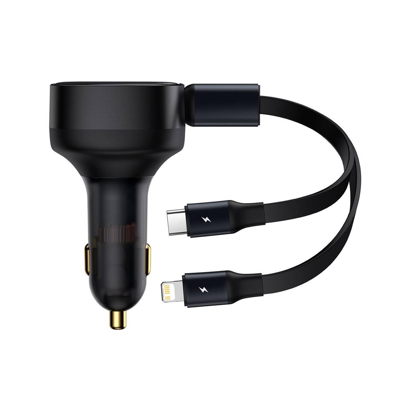 Baseus C00057802111-00 C  iP Cable 60W Enjoyment Pro C+Çekilebilir Siyah Araç Şarj Cihazı