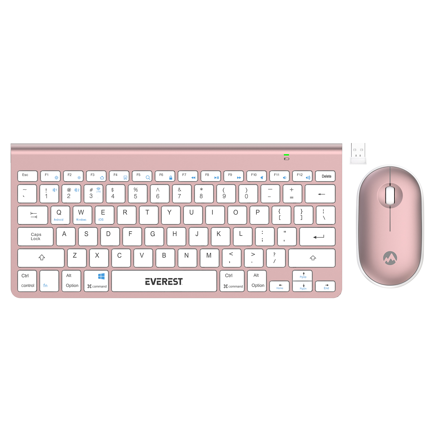 Everest KB-BT72 ELITE Rose Gold 2.4 ghz + BT Kablosuz US Layout English Klavye + Mouse Set