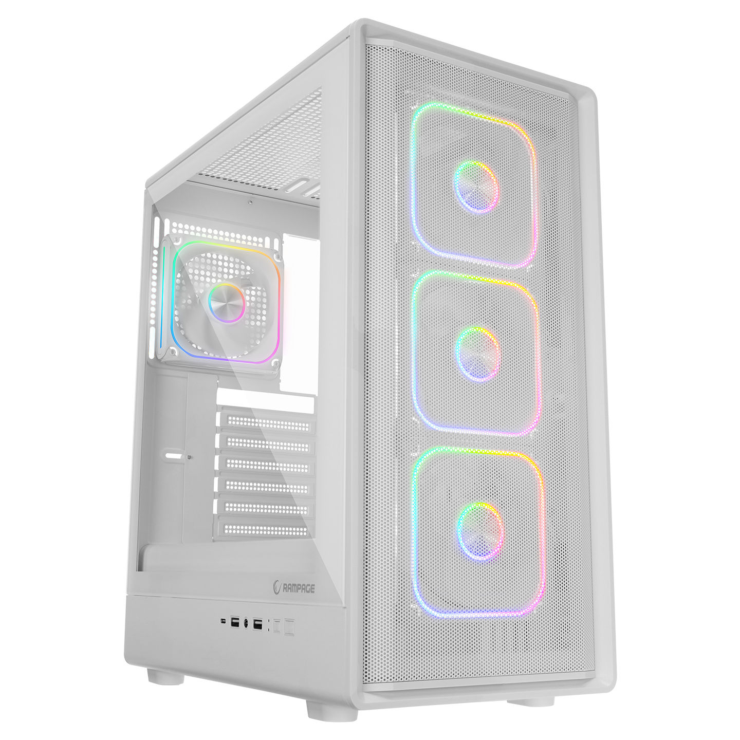 Rampage METEOR 650W 80 Plus Standart 4*RGB Fan 1*Usb3.1 + 2*Usb2.0 Beyaz Oyuncu Kasası