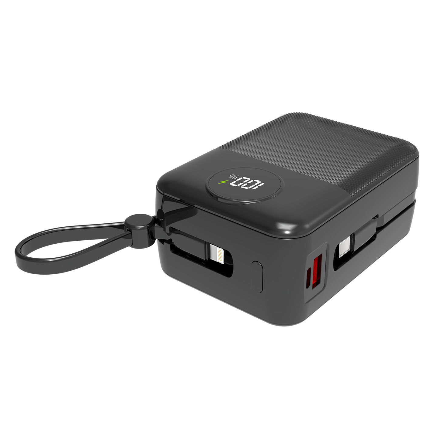 S-link MP130 30000mAh PD22.5W Type-C+Lightning Kablolu Siyah LCD Taşınabilir Pil Şarj Cihazı Powerbank