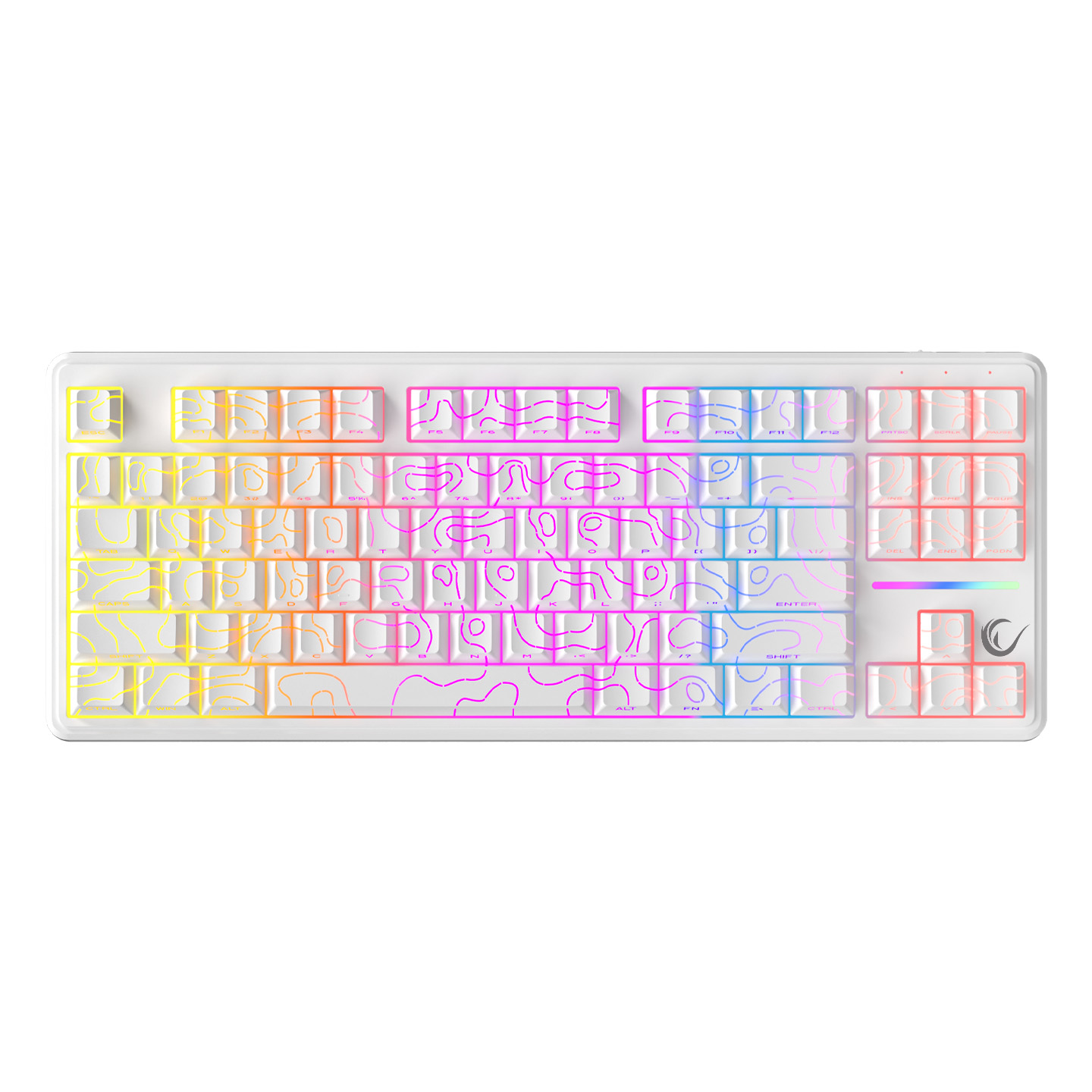 Rampage KB-R107 Crack TKL Beyaz RGB US Q Membrane Oyuncu Klavyesi