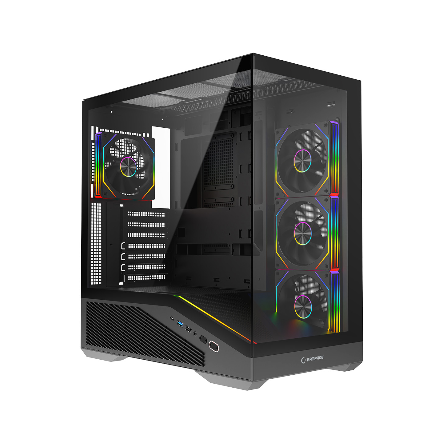 Rampage REAPER 850W 80 Plus Bronze ATX 3.1 PCIe 5.1 Siyah 4*12cm ARGB Fan ATX Gaming Oyuncu Kasası