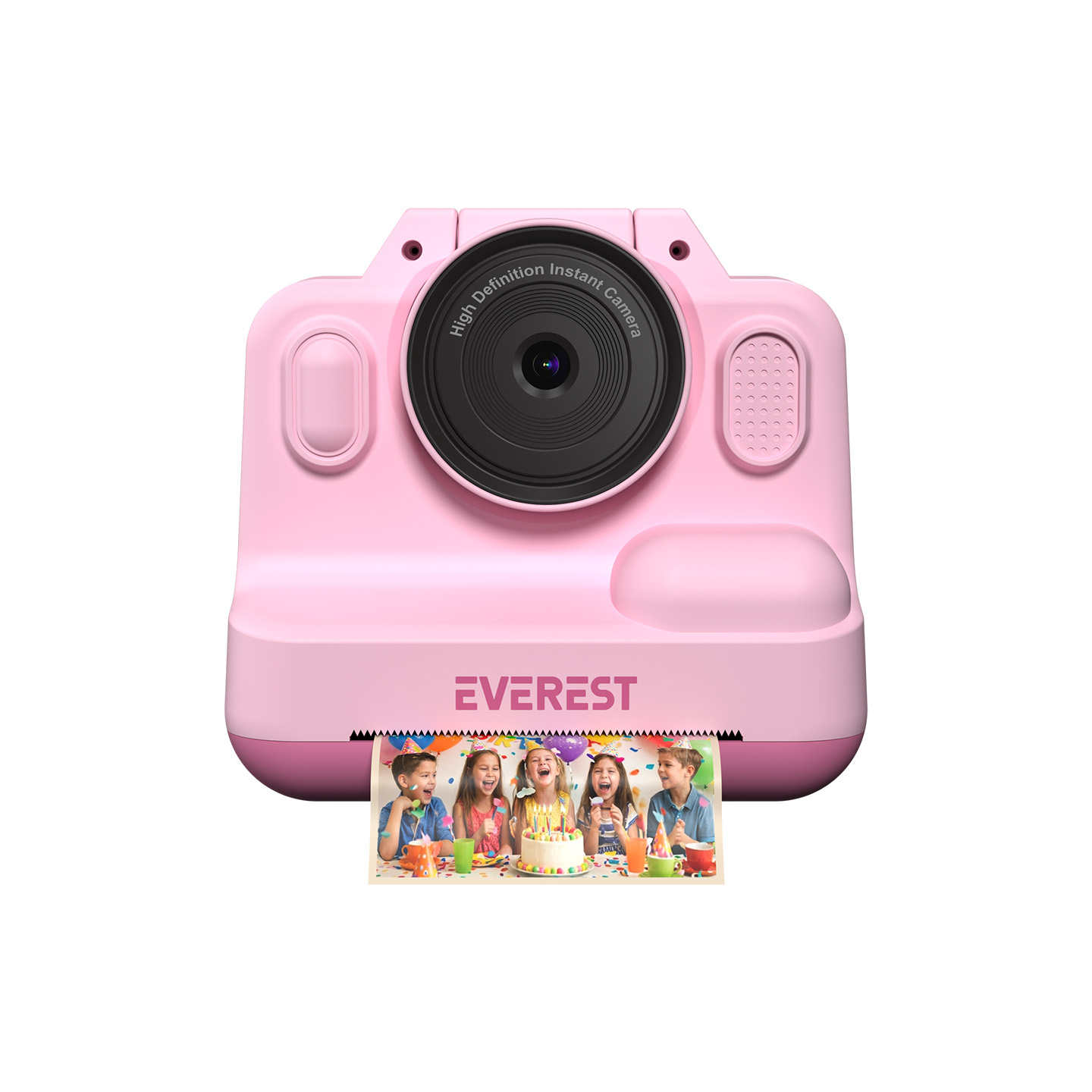 Everest EV-8093 Pembe 1080P Full HD 1300mAh Şarjlı Müzik Anında Baskı Yapabilen Dijital Çocuk Kamerası