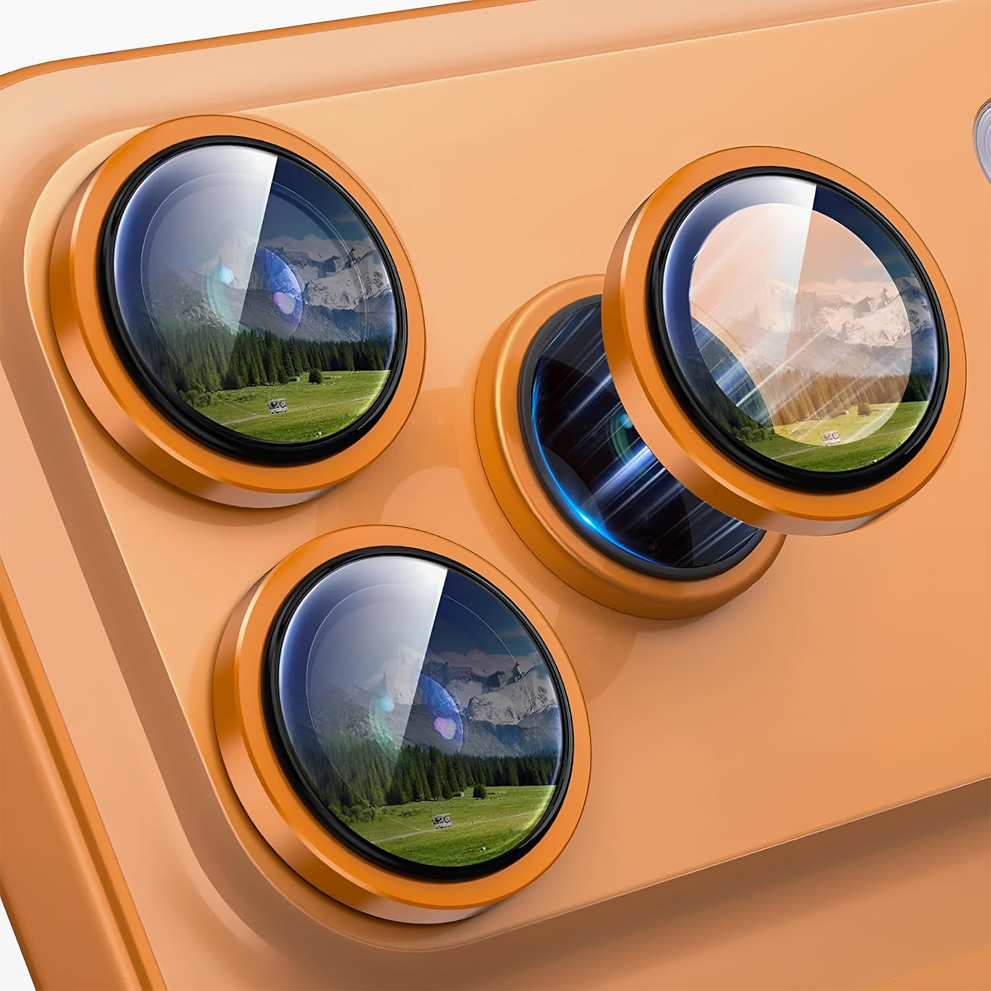 Addison IP-LENS17PRO Turuncu 17 Pro/17 Pro Max Temperli Kamera Lens Koruyucu