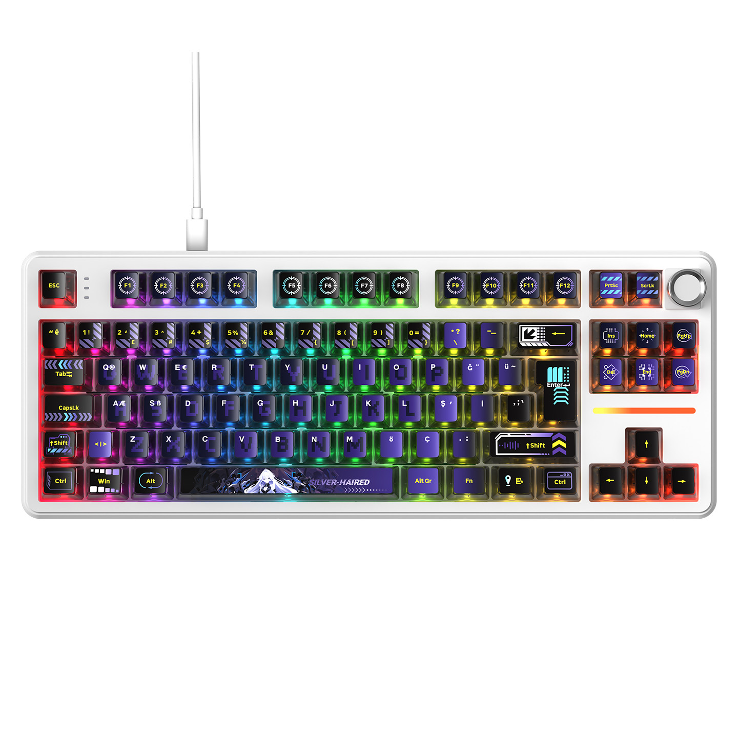 Rampage Valinor TKL 3D Keycaps Hot Swap RGB Gasket Oil Switch Türkçe Q PBT Keycaps Mekanik Klavye