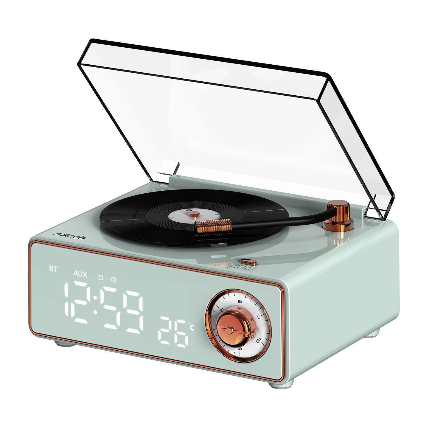 Mikado MD-70BT Retronome 1200mAh 5W Yeşil BT, TF, Aux Özellikli Retro Dereceli Saat Speaker
