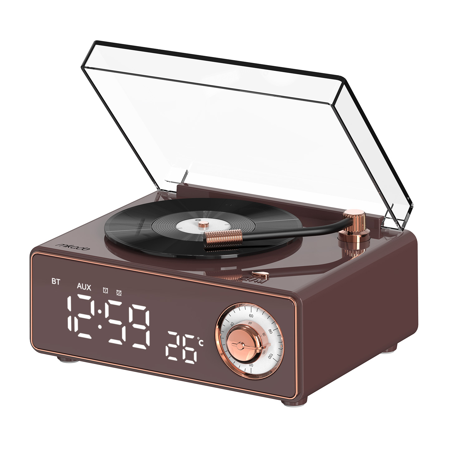 Mikado MD-70BT Retronome 1200mAh 5W Kırmızı BT, TF, Aux Özellikli Retro Dereceli Saat Speaker
