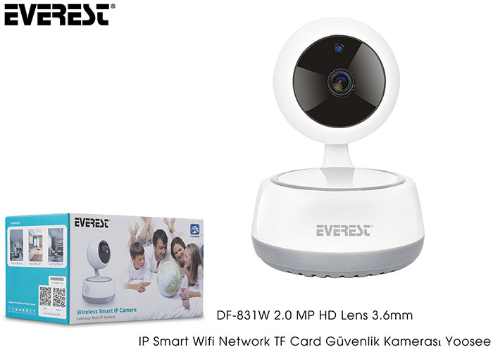 Everest DF-831W 2.0 MP HD Lens 2.8mm/3.6mm IP Smart Wifi Network TF Card Güvenlik Kamerası