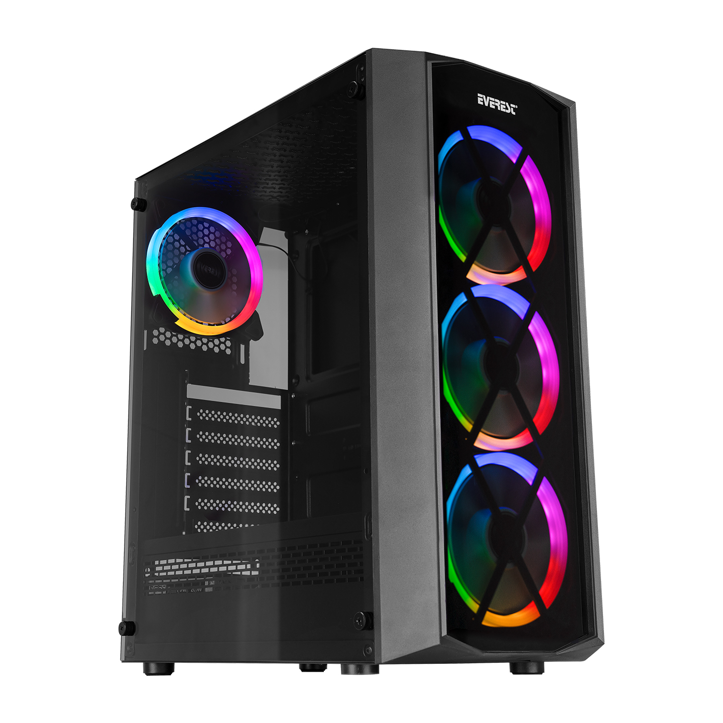 Everest FLAT GLASS 4*12cm Rainbow Fan Tempered Camlı Gaming Oyuncu Kasası