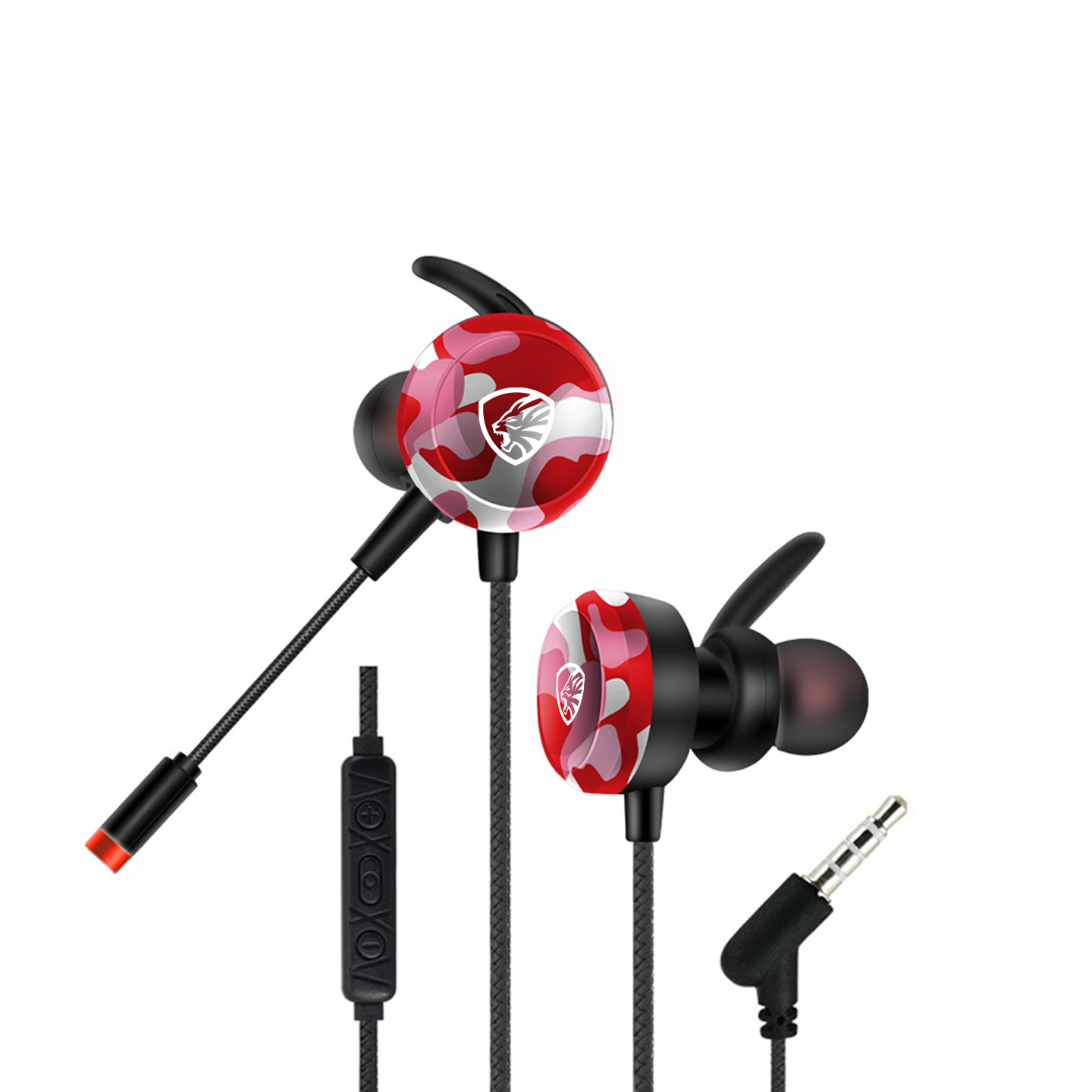 Hytech HY-GK4 3,5 Oyuncu Esnek Mikrofonlu Kırmızı Kamuflaj Kulakiçi Kulaklık