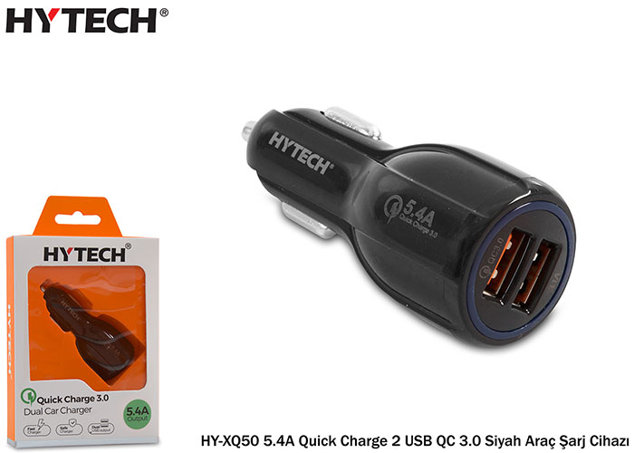 Hytech HY-XQ50 5.4A Quick Charge 2 USB QC 3.0 Siyah Araç Şarj Cihazı