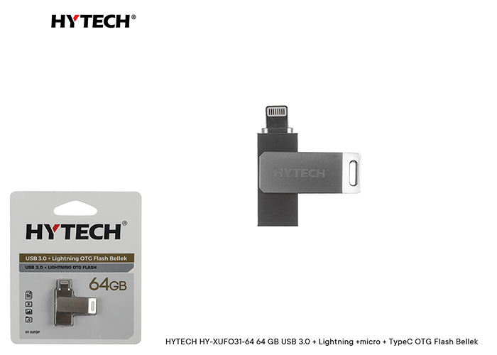 HYTECH HY-XUFOIP64 64 GB USB 3.0 + Lightning OTG Flash Bellek