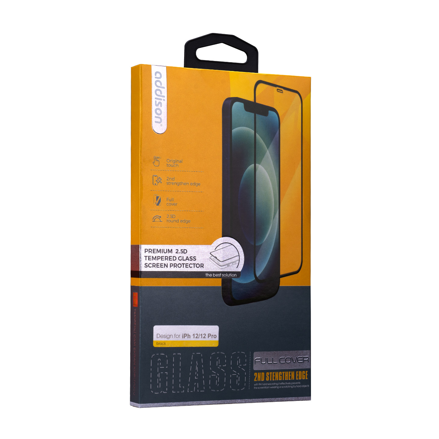 Addison IP-C12P Full Cover 0.33m 2.5D iPhone 12 / 12 Pro Cam Ekran Koruyucu