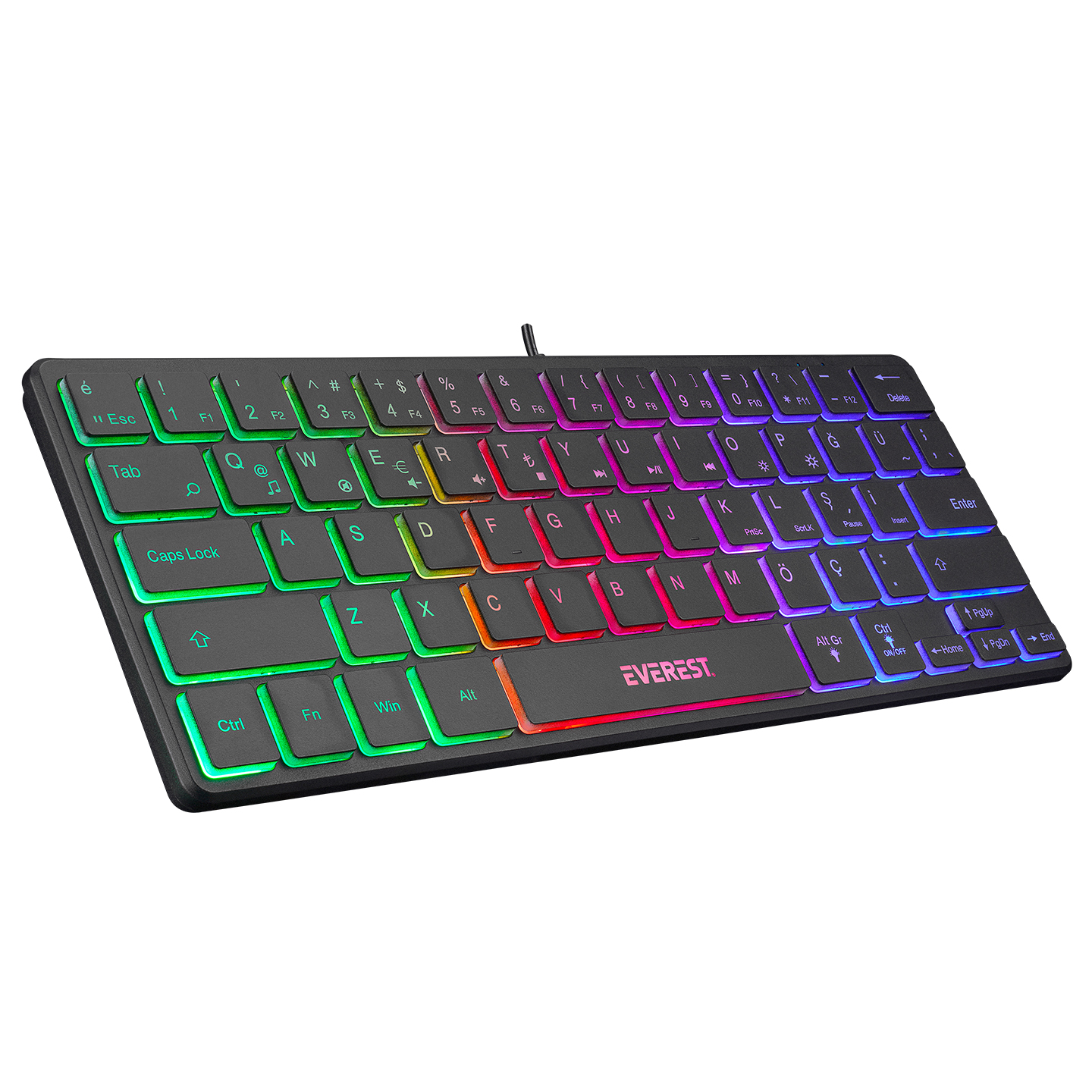 Everest KB-73M MINICO USB Rainbow Aydınlatmalı Q Klavye