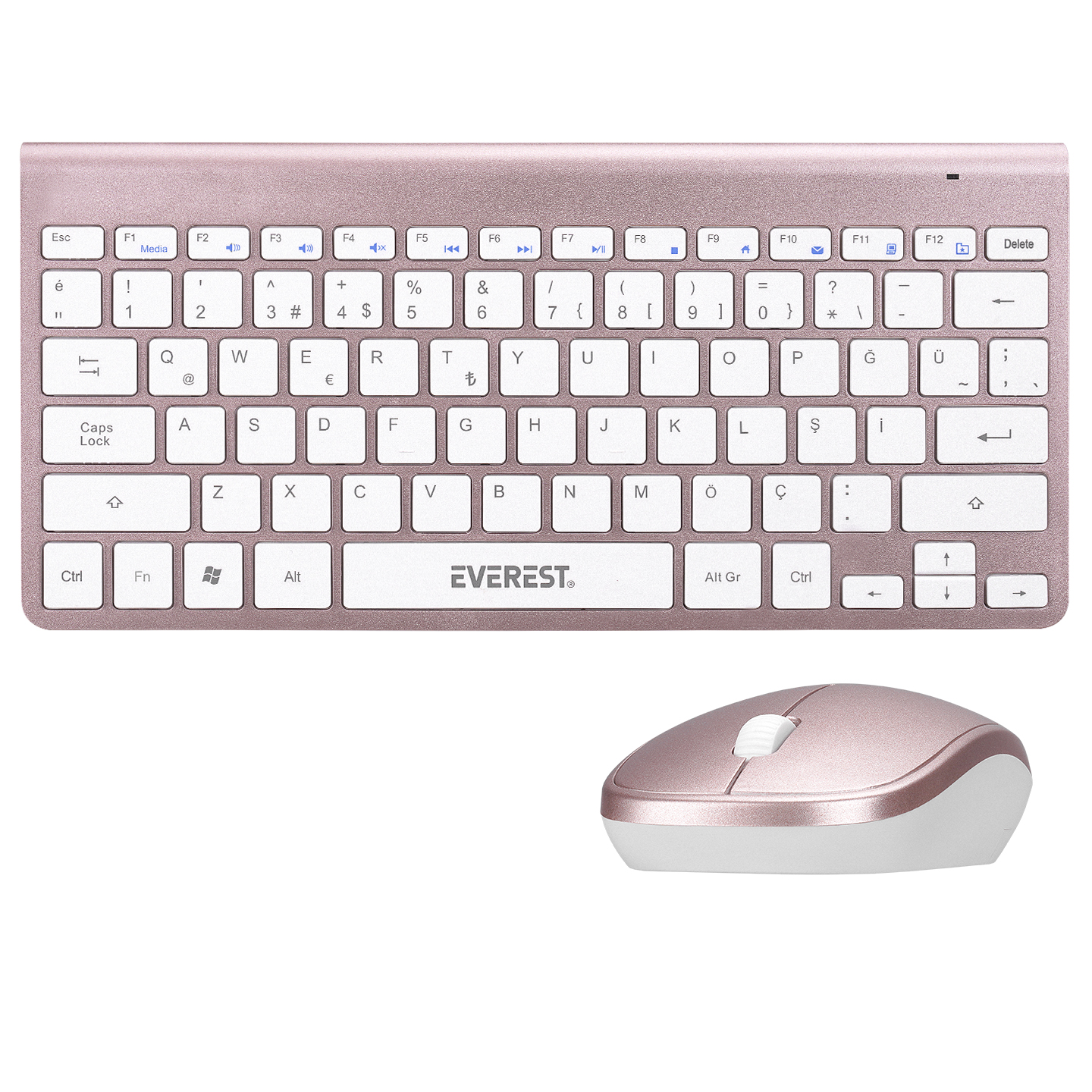 Everest KB-BT72 ELITE Rose Gold Bluetooth Kablosuz Q Klavye + Mouse Set