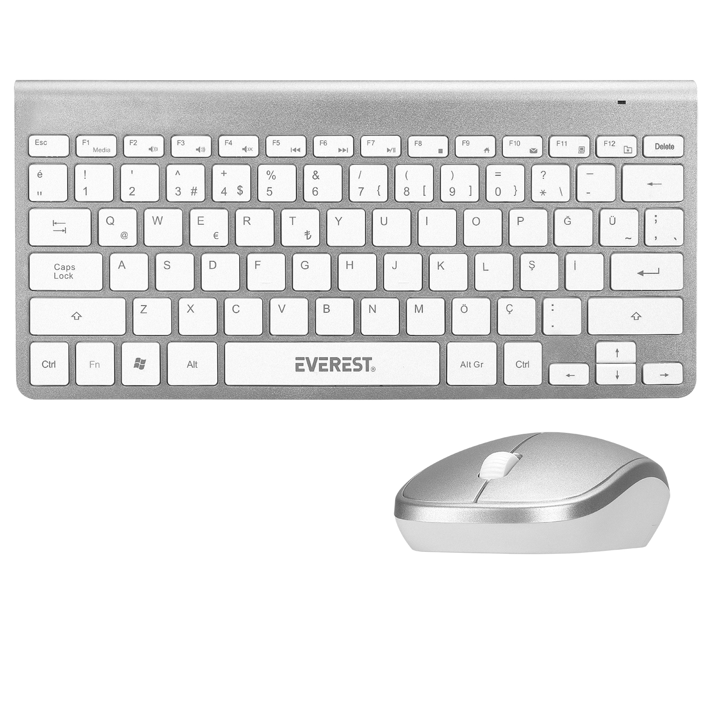 Everest KB-BT72 ELITE Silver Metalik Bluetooth Kablosuz Q Klavye + Mouse Set