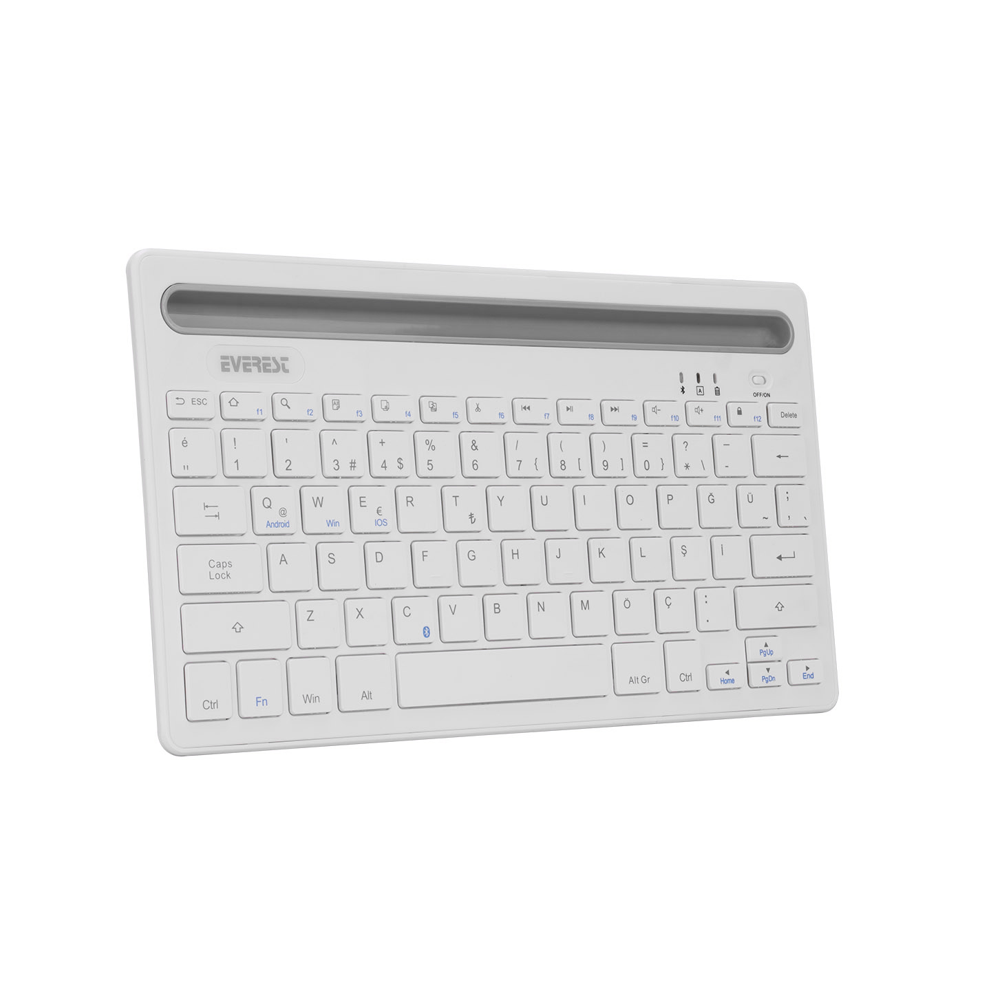 Everest KB-BT82 Beyaz/Gümüş Bluetooth Ultra İnce+Şarjlı Q Mac/Win/Android/Ios Uyumlu Kablosuz klavye