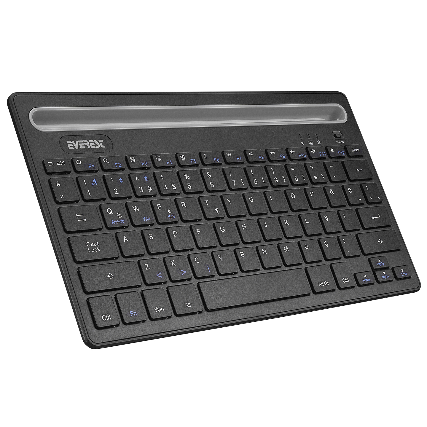 Everest KB-BT82 Siyah/Gümüş Bluetooth Ultra İnce+Şarjlı Q Mac/Win/Android/Ios Uyumlu Kablosuz klavye