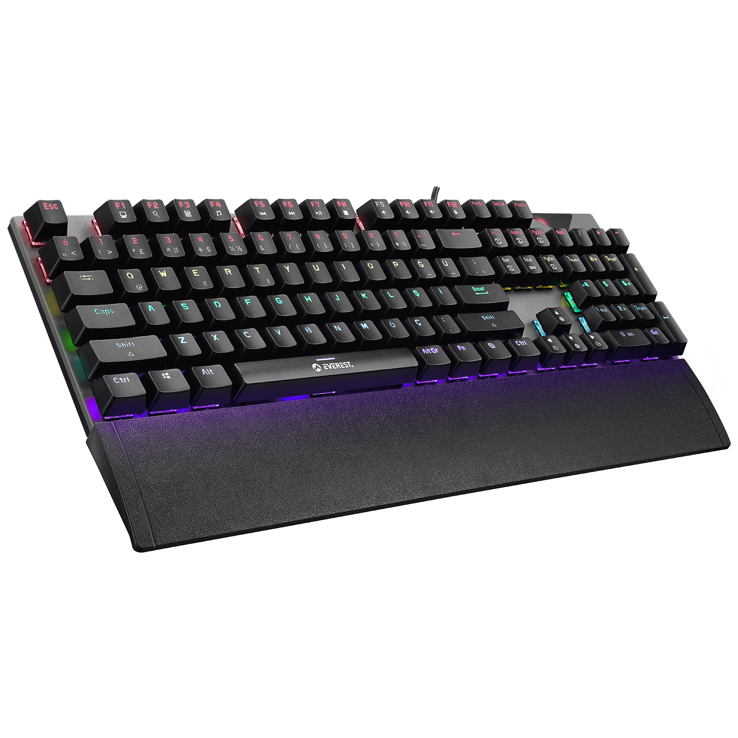 Everest KB-MK7 Gri USB Bilek Destekli Mekanik Q Blue Switch Gaming Oyuncu Klavyesi