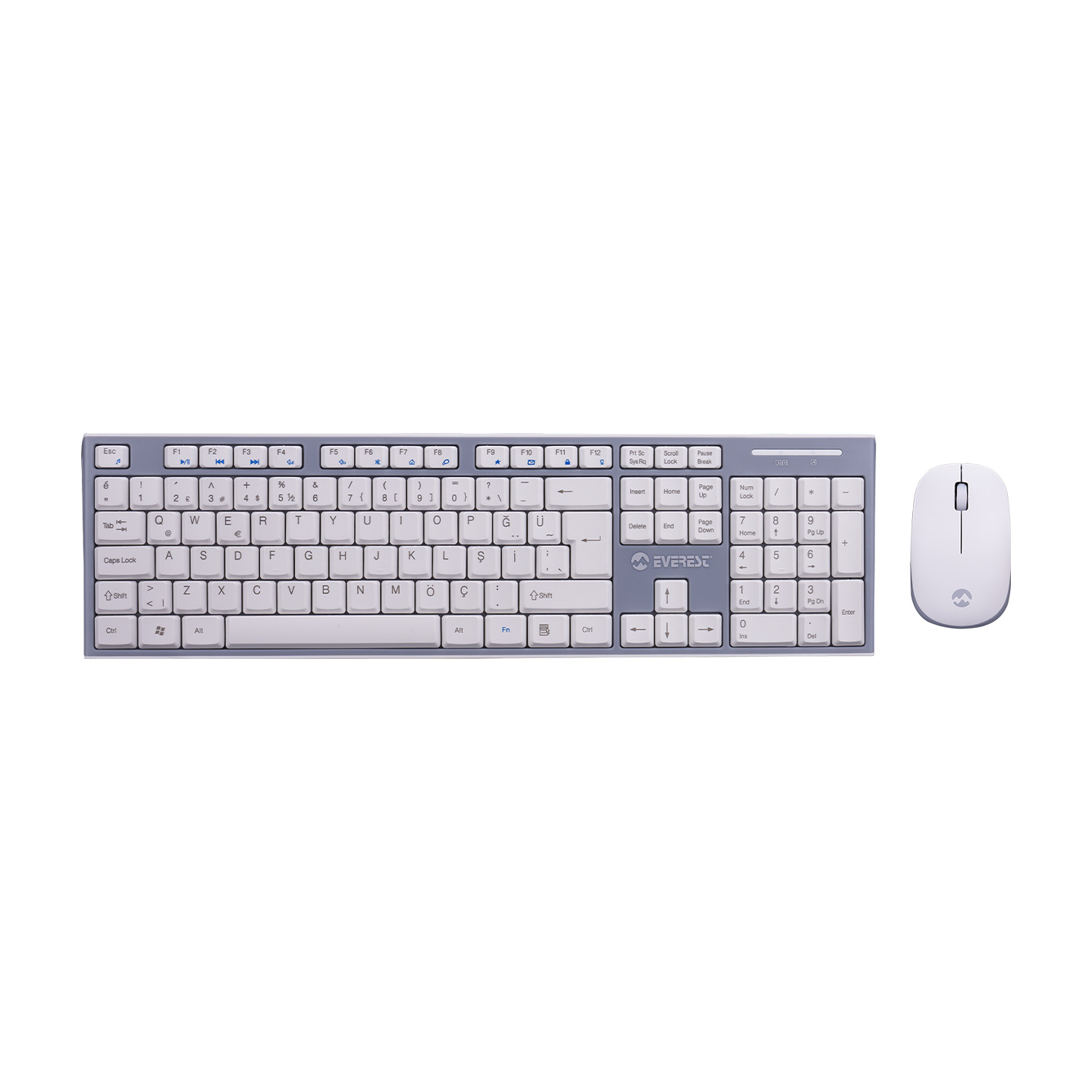 Everest KM-6063 White / Gray Wireless Q Multimedia Keyboard + Mouse Set
