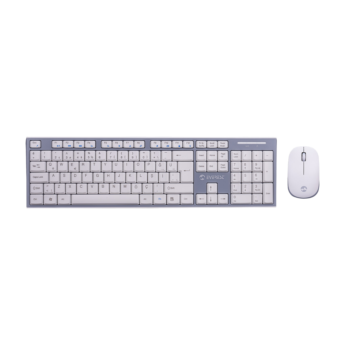 Everest KM-6063 Beyaz/Gri Kablosuz Q Multimedia Klavye + Mouse Set