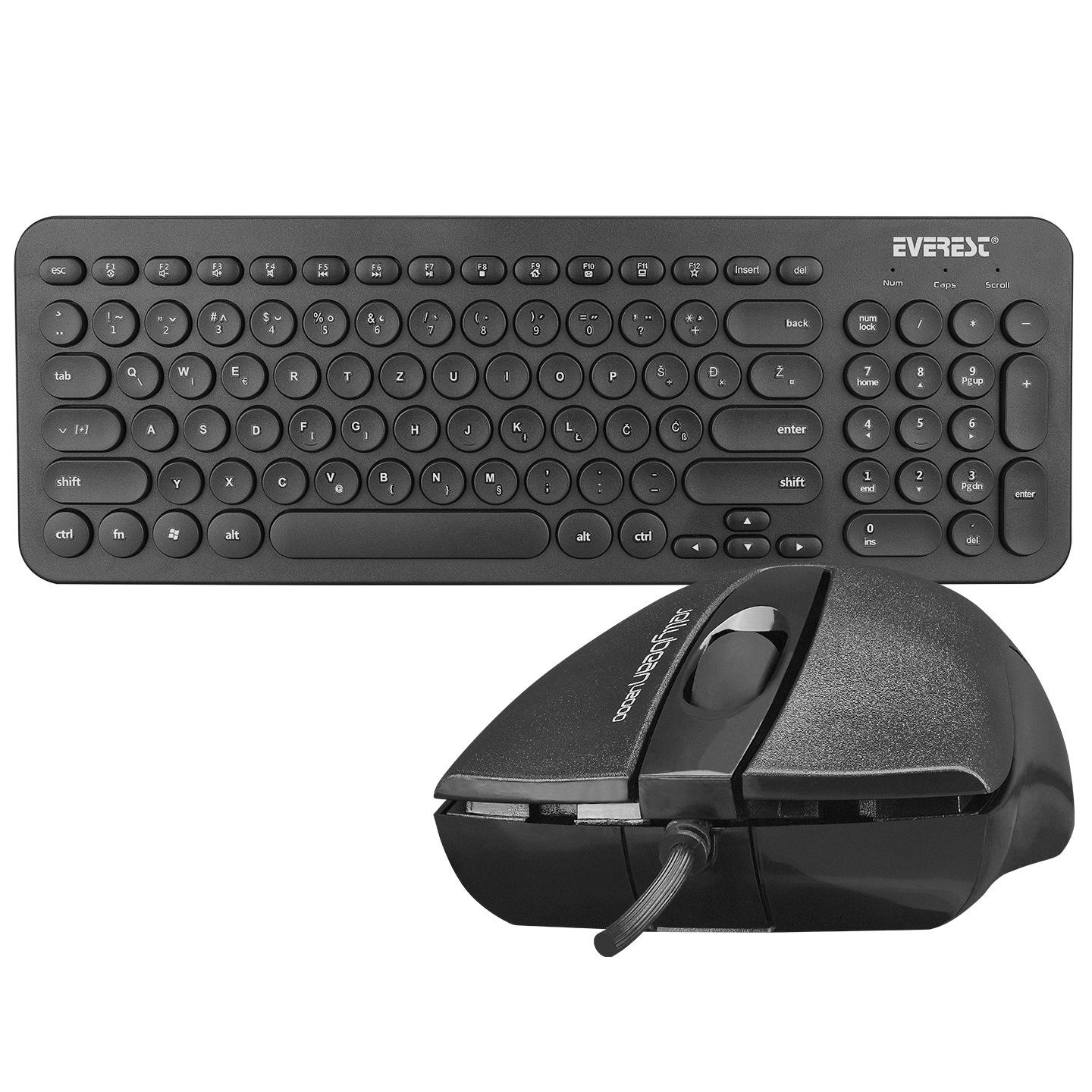 Everest KM-01K Black Usb Round Keypad 3D Mouse Combo LC Layout Keyboard + Mouse Set